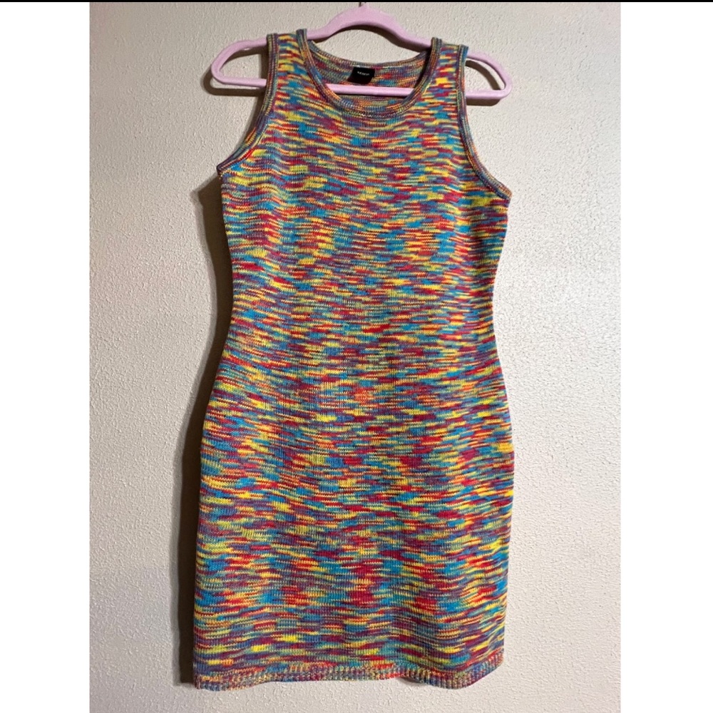 Rainbow Space Dye Knit Mini Dress!
